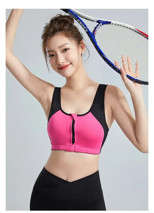 Shockproof Front Zipper Sports Bra